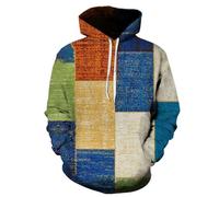 Men'S Hoodie Casual Fashion Kangaroo Pocket Pullover Retro Personality Trend 3D Digital Printing Long-Sleeved Sweatshirts EE-07 S