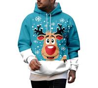 Men's Hoodie Christmas Costume 3D Printed Reindeer Long Sleeve Jumper Christmas Hoodies for Men Ugly Xmas Jumper Sweaters Pullover Xmas Sweatshirt Jumpers | Santa Sweatshirt Festive Sweater