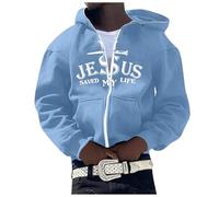 Men's Hoodie Dark Blue Winter Man Daily Fashion Trend Casual Jacket Coat For Any Occasion Men's Jumper, sky blue, M