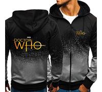 Men's Hoodie for Doctor Who Zipper Sweatshirt Long Sleeve Pullover Hoodie Teen Lightweight Sport Jackets Tops Casual Hooded Jumpers Tracksuit With Pocket,Grey-Adults/3XL