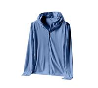 Mens Hoodie Hooded Zip Up Summer Sun Protection T Shirt Breathable UPF 50+ Comfy Sports Hoodies Casual UV Stretch Lightweight Rash Guard Fishing Long Sleeve Running Outdoor Tops Blue