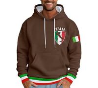 Men's Hoodie Italian Letter Design Casual Sweatshirt Comfortable Sportswear Fashion Winter Hoodie, coffee, L