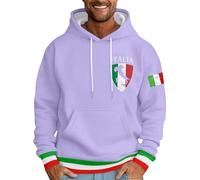 Men's Hoodie Italian Letter Design Casual Sweatshirt Comfortable Sportswear Fashion Winter Hoodie, purple, L