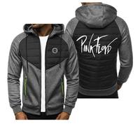 Men's Hoodie Jacket Sweater for Pink Floyd Print Raglan Sweatshirt Casual Cardigan Long Sleeve Zip Hoody Warm Outwear Sport Tops - Teen Gift-Dark Grey||XL