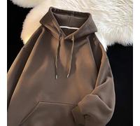 Men's Hoodie, M-2XL, Solid Color Casual Pullover, Loose Fit Soft Fabric, Spring Autumn Streetwear for Men(XL Coffee)