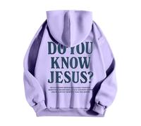 Men's Hoodie Printed Lettering Jesus Theme Hoodies Men's Autumn Winter Warm Sweatshirts, Oversized Sweatshirts Sports Casual Hoodie Lightweight Breathable Sweat Shirt Pullover, 01-Purple, 3XL