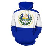 Mens Hoodie Pullover Classic Hooded Top El Salvador national flag Ribbed Cuff Long Sleeve Sweatshirt Kangaroo pocket Available in Plus Sizes,Blue,4XL