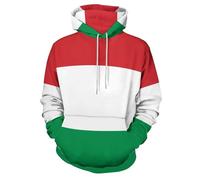 Mens Hoodie Pullover Classic Hooded TopHungary national flag Ribbed Cuff Long Sleeve Sweatshirt Kangaroo pocket Available in Plus Sizes,White,5XL