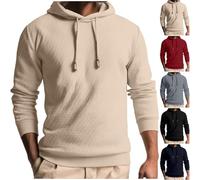 Men's Hoodie Pullover Long Sleeve Sweatshirts Drawstring Hooded Jumper Jacquard Sweater Sherpa Lined Sweatshirt Casual Hoody Contrast Color Jumpers Warm Tops for Autumn Winter, Hiking, Work