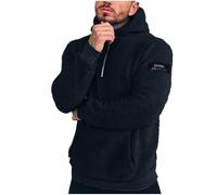 Mens Hoodie Quarter Zip Up Sweatshirt Tops with Pocket Front Fleece Jumper Thicken Blouse Long Sleeve Plain Pullover Hoodies Thermal Winter Sweatshirts Activewear Hiking Casual Jumpers Black