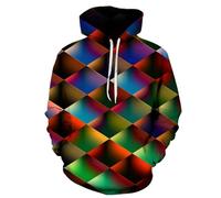 Men'S Hoodie Retro Personality Trend 3D Digital Printing Long-Sleeved Sweatshirts Casual Fashion Kangaroo Pocket Pullover FF-05 XL