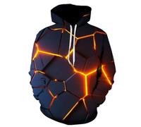 Men'S Hoodie Retro Personality Trend 3D Digital Printing Long-Sleeved Sweatshirts Casual Fashion Kangaroo Pocket Pullover FF-07 M