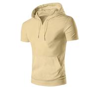 Men's Hoodie Solid Hooded T Shirts Short Sleeve Regular Fit Track Shirt Gym Hoodie Lightweight Workout Sweatshirt Muscle Sweater Athletic Quick Dry Top Comfy Drawstring Blouse Outdoor Leisure Tops