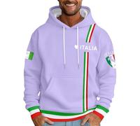 Men's Hoodie Streetwear Top Italian Print Casual Sweatshirt Comfortable Hoodie Fashion Design Everyday Versatile Men's Jumper, purple, L