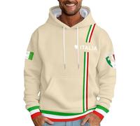 Men's Hoodie Streetwear Top Italian Print Casual Sweatshirt Comfortable Hoodie Fashion Design Everyday Versatile Men's Jumper, beige, L