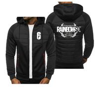Men's Hoodie Sweater Jacket for Rainbow Six Siege Print Warm Casual Sweatshirt Zip Stitching Hoody Long Sleeve Pullover Top -Teen Gift- Black||XL