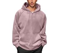 Men's Hoodie Sweatshirts, Classic Casual Comfortable Loose-fit Soft Lightweight Top Drawstring Hooded Sweatshirts Zip Up Solid Color Long Sleeve Jacket with Pockets