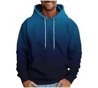 Men's Hoodie Windproof Cotton Gym Hoodie, Fleece Pullover Sweatshirt Gradient Long Sleeve Sports Jumpers Casual Lounge Wear for Training Running Thin Lightweight Autumn Jacket Street Outwear A-blue