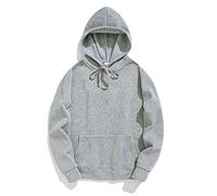 Mens Hoodie With Drawstring, Solid Color Pullover Hoody Hooded Top Hoodie For Mens And Ladies Hooded Sweatshirts Lightweight Long Sleeve Sport Tops Sweat Hoodies With Kangaroo Pocket Grey