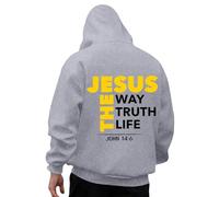 Men's Hoodie with God Print Design, Casual, Long Sleeve, Comfortable, Everyday Wear, Christmas Shirt, Light grey, 3XL