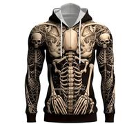 Men's Hoodie with Skull Print - Hoodies with Cut-Out Print, Cool Hoodies for Men - Casual Long Sleeve Hooded Sweatshirt S-6XL, black, 5XL