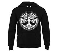 Men's Hoodie with Yggdrasil Tree of Life - Nordic Viking Style Hoodie | Sweatshirt with Celtic Knot Design, style_o01 black, 5XL