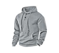 Men's Hoodies Button Up Drawstring Hooded Sweatshirts Long Sleeve Jacquard Casual Pullover Hoodie Kangaroo Pocket Loose Fit Classic Vintage Smart Knitwear Hoody Sweatshirt Plain Grey M