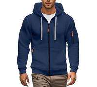 Men'S Hoodies Casual Pullover Fleece Hooded Sweatshirt Long Sleeve Full Zip Hoody Tops With Kangaroo Pocket Plain Comfortable Hoody Hooded Top Drawstring Work Sweatshirts S-3Xl