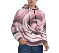 Mens Hoodies Casual Rose Close Up Print Hooded Sweatshirt Drawstring Pullover Hoodie For Men - With Kanga Pocket