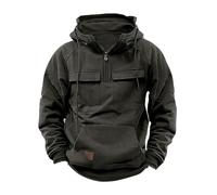 Mens Hoodies Clearance Quarter Zip Cargo Pullover Sweatshirt with Multi Pocket Hoody Solid Color Drawstring Long Sleeve Jumpers Outdoor Workout Sports Running Tops Winter Comforty Warm Jacket S-3XL