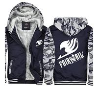 Men's Hoodies Fairy Tail Prints Fleece Lined Sweatshirt Hooed Jacket Fall Winter Full Zip Coat Anime Fans Casual Outwear Tops with Pockets,D-Aldult M