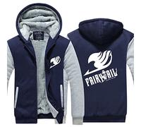 Men's Hoodies Fairy Tail Prints Fleece Lined Sweatshirt Hooed Jacket Fall Winter Full Zip Coat Anime Fans Casual Outwear Tops with Pockets,E-Aldult S