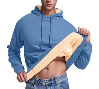 Mens Hoodies Fleece Hoodie Sweatshirt Long Sleeve Sherpa Lined Hooded Jacket Thermal Winter Warm Pullover Top Pockets Casual Drawstring Hoodie Jumper Loose Fit Casual Classic Work Hoody Shirts