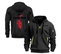 Mens Hoodies for Linkin Park Sweatshirt Plain Hoody Pullover Hooded Button Shirt with Kangaroo Pocket(B,L)