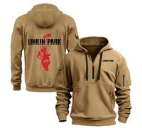 Mens Hoodies for Linkin Park Sweatshirt Plain Hoody Pullover Hooded Button Shirt with Kangaroo Pocket(H,4XL)