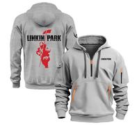 Mens Hoodies for Linkin Park Sweatshirt Plain Hoody Pullover Hooded Button Shirt with Kangaroo Pocket(A,L)