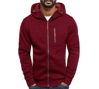 Mens Hoodies Full Zip Hoodie Pullover Sweatshirt with Pockets Plain Hoody Lightweight Top Long Sleeve Design, Ribbed Cuffs Adult Unisex Fit for Casual Sport Use, Size Availability M-4XL Red
