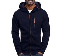 Mens Hoodies Full Zip Hoodie Pullover Sweatshirt with Pockets Plain Hoody Lightweight Top Long Sleeve Design, Ribbed Cuffs Adult Unisex Fit for Casual Sport Use, Size Availability M-4XL Navy