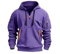 Mens Hoodies Half Zip Pullover Work Jumpers Military Tactical Sweatshirts Sport Hooded Sweatshirts Winter Jackets Long Sleeve Hoody Top Zipper Pockets Casual Fashion Gym Work Sports Coat