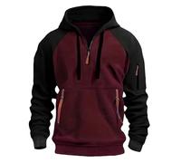 Mens Hoodies Half Zip Pullover Work Jumpers Military Tactical Sweatshirts | Sport Hooded Sweatshirts Winter Jackets Long Sleeve Hoody Top Zipper Pockets Comfort Casual Fashion Travel Gym Work Coat