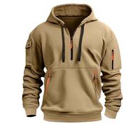 Mens Hoodies Half Zip Pullover Work Jumpers Military Tactical Sweatshirts Sport Hooded Sweatshirts Winter Jackets Long Sleeve Hoody Top Zipper Pockets Casual Fashion Gym Work Sports Coat