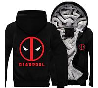 Men's Hoodies Jacket Youth Anti Hero Sweatshirt for Deadpool Print Casual Sweater Winter Warm Hooded Long Sleeve Hoody Coat Cardigan Tops,Black-Aldult M