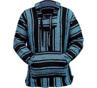 Mens Hoodies Pullover Hooded Sweatshirt Mexican Hoodie Hippie Surf Poncho Sweater Sweatshirt Pullover for Relaxed Beach Style Blue
