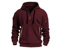 Mens Hoodies Pullover Lightweight/Heavy Hooded Classic Plain Jacket Color Block Patchwork Top Long Sleeve Workout Gym Sports For Outdoor Adventures Red