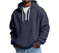 Mens Hoodies Pullover Waffle Drawstring Hooded Shirts Lightweight Long Sleeve 1/4 Zipper Sweatshirt Casual Loose Fit Hoody Tops Loose Work Office Holiday Gym Running Streetwear UK S-5XL