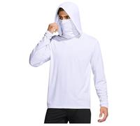 Mens Hoodies Sale Clearance Solid Sunscreen Long Sleeve Lightweight Breathable Hooded Sweatshirt with a Mask Pullover Jumpers Sport Tops Outdoor Casual Loose Sweater Summer Oversized Hoodies M-XXL