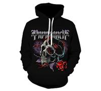 Men's Hoodies Skull and Rose Print Hoodie Fashion Casual Long Sleeve Pullover Hoodies Sweatshirt with Kanga Pocket