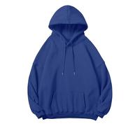 Men's Hoodies Super Soft Touch Autumn Winter Chic Elegant Cotton Solid Color Long Sleeve Oversized Large Size Loungewear for Women Hoodie with Pocket Sweatshirt Fashion, Blue, XXL