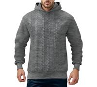 Men's Hoodies Sweatshirts Winter Long Sleeve Pullover Textured Knitted Sweatshirt Solid Cozy Loose Jumper Soft Casual Smart Jumpers Warm Comfy Hoody Fleece Hooded Sweaters Dark Gray