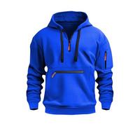 Mens Hoodies Uk, Men's Quarter-Zip Hooded Sweatshirt Long Sleeve Loose Fit Ultra Soft Warm Sport Fleece Pullover Hoodie with Pockets Gifts for Men Christmas,Blue,XL,U564K